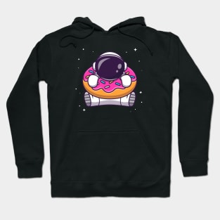 Cute Astronaut With Donut Cartoon Hoodie